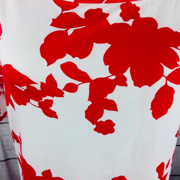 Talbots White Red Floral Square Neck Top - Picture 8 of 8